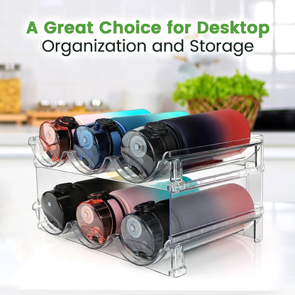 Cabinet Water Bottle Storage Organizer - 2 Pack Stackable Rack