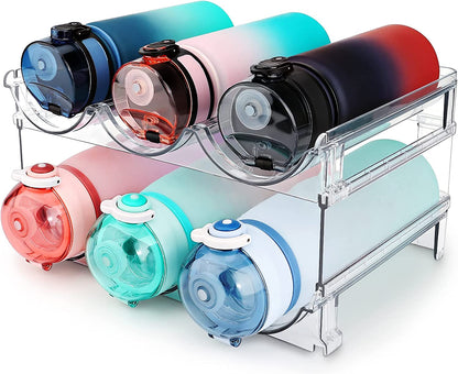 Cabinet Water Bottle Storage Organizer - 2 Pack Stackable Rack