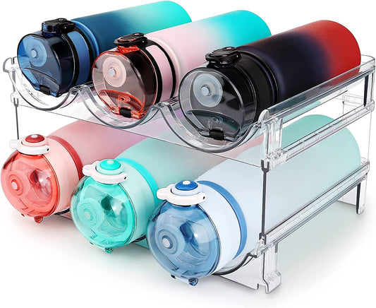 Cabinet Water Bottle Storage Organizer - 2 Pack Stackable Rack