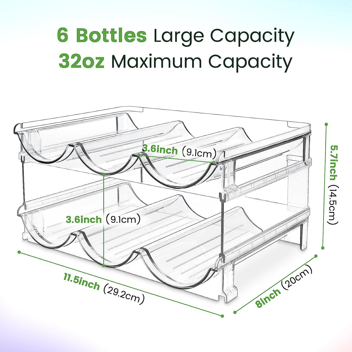 Cabinet Water Bottle Storage Organizer - 2 Pack Stackable Rack