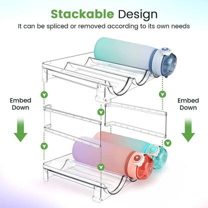 Cabinet Water Bottle Storage Organizer - 2 Pack Stackable Rack