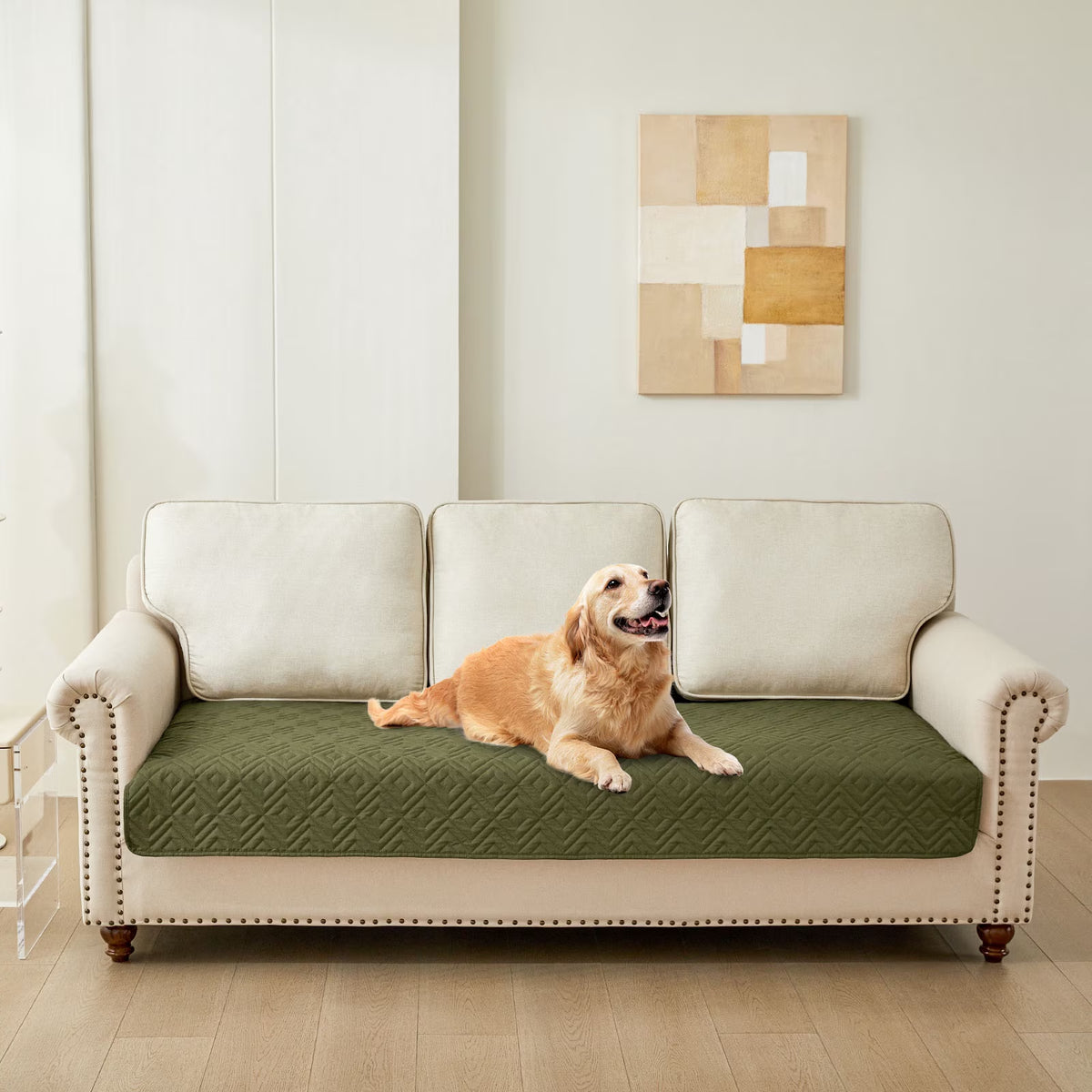Waterproof Dog Couch Covers, Washable Dog Blankets for Sofa & Bed, Reversible Furniture Protector for Pets (30X70 Inch, Green/Navy)