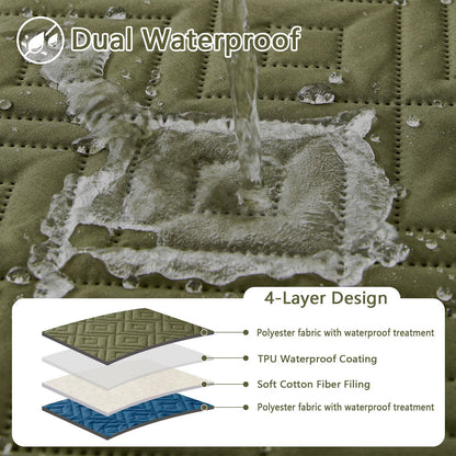 Waterproof Dog Couch Covers, Washable Dog Blankets for Sofa & Bed, Reversible Furniture Protector for Pets (30X70 Inch, Green/Navy)